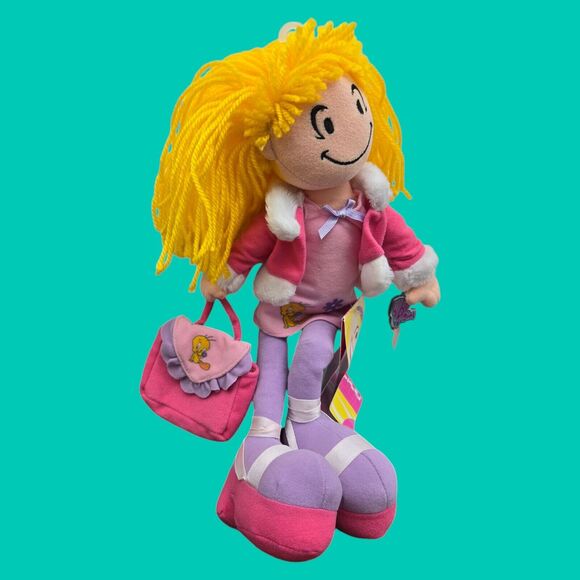 2000 Warner Bros Sky Yellow Hair 13" Plush Toy Doll Pink Tweety Bird Dress Purse - Picture 3 of 13